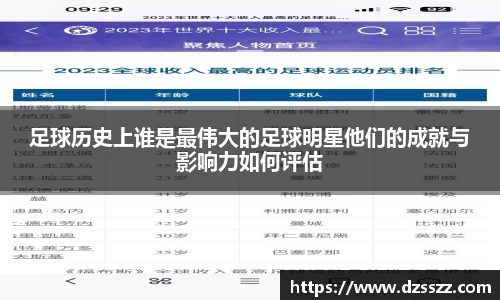 足球历史上谁是最伟大的足球明星他们的成就与影响力如何评估